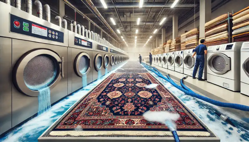تصویر شستشوی فرش ماشینی در قالیشویی آذین