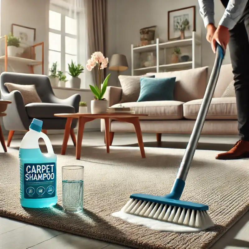 تصویر تمیز کردن موکت با شامپو فرش
