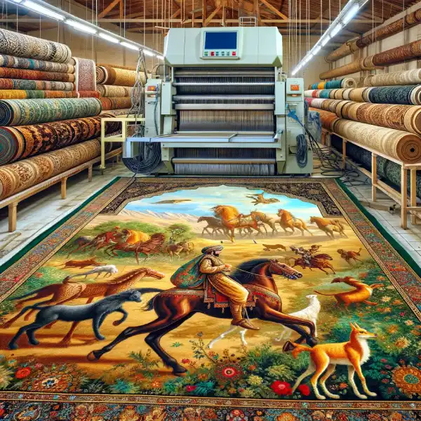 تصویر یک فرش ایرانی در قالیشویی میدان المپیک