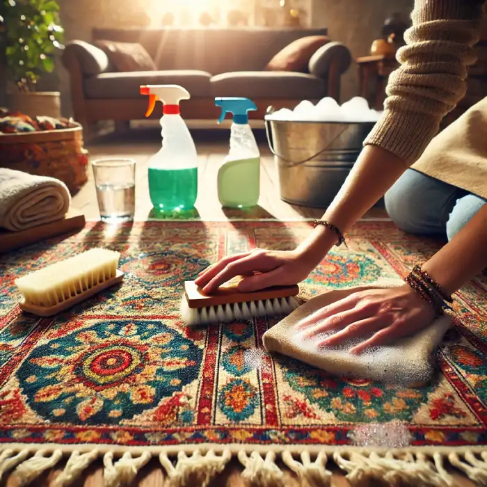 تصویر بهترين روش تميزكردن فرش دستباف